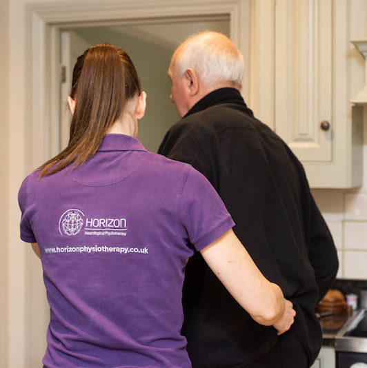 Karen with client at home You can book a home visit from Karen by calling the clinic or using our online appointments system.
